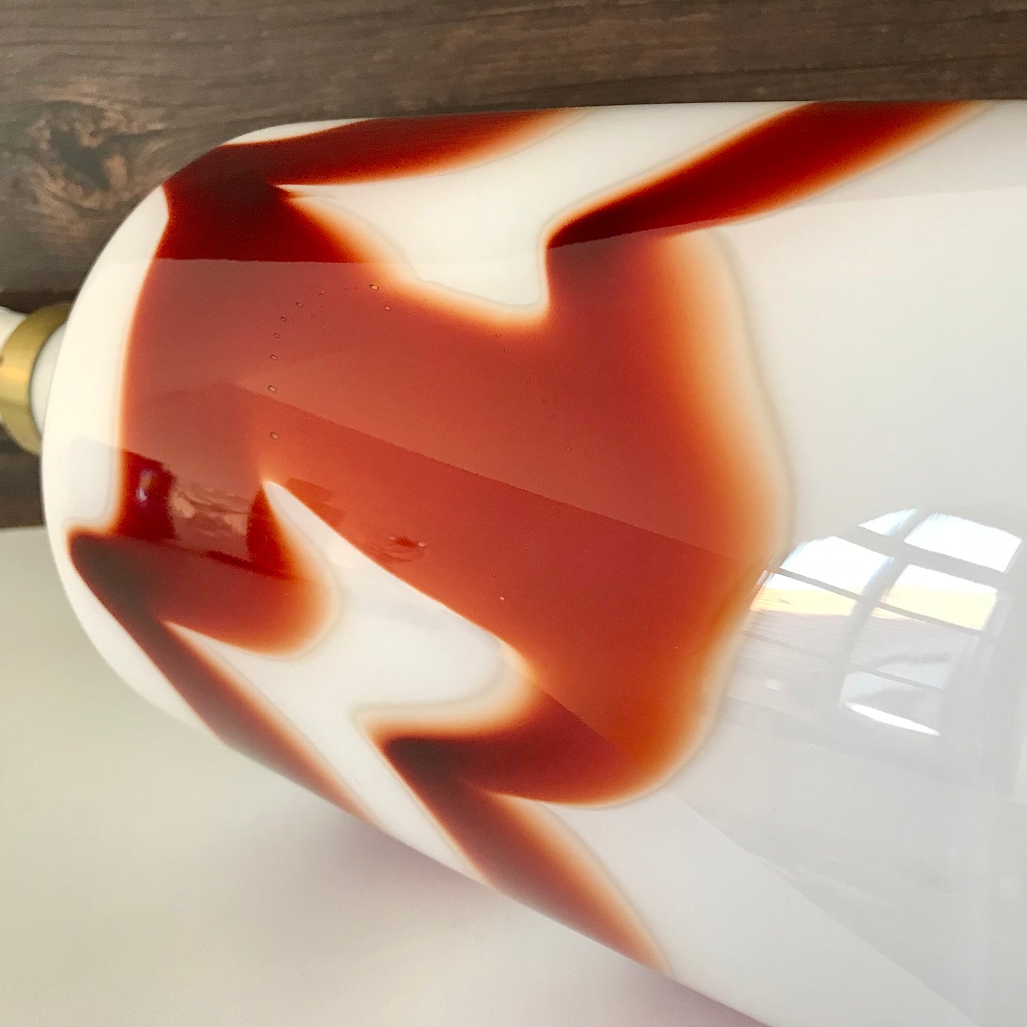 Huge Holmegaard Red Opal Glass Table Lamp Danish 1970s Light Vintage Scandinavian Lighting