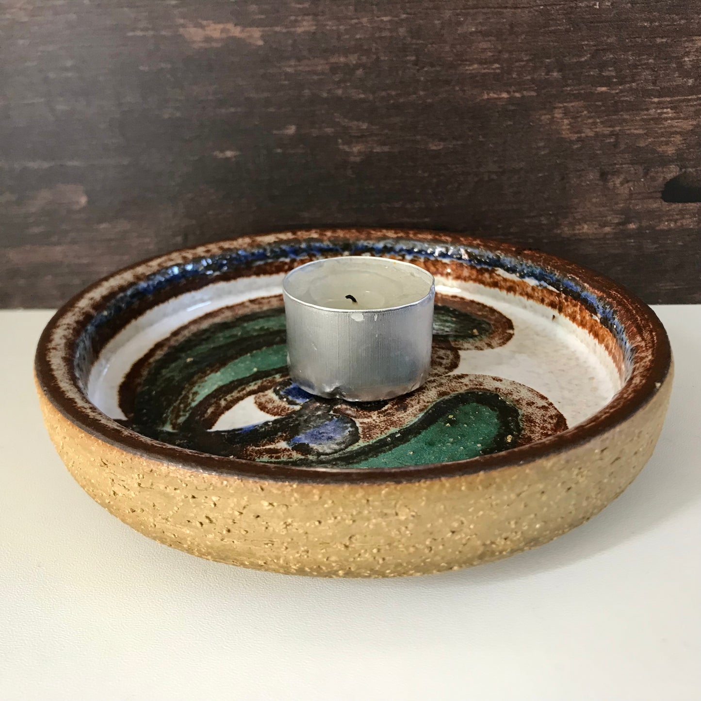 Soholm Green Danish Cactus Ceramic Dish Candle Holder Vintage Retro 1960s 1970s 3109