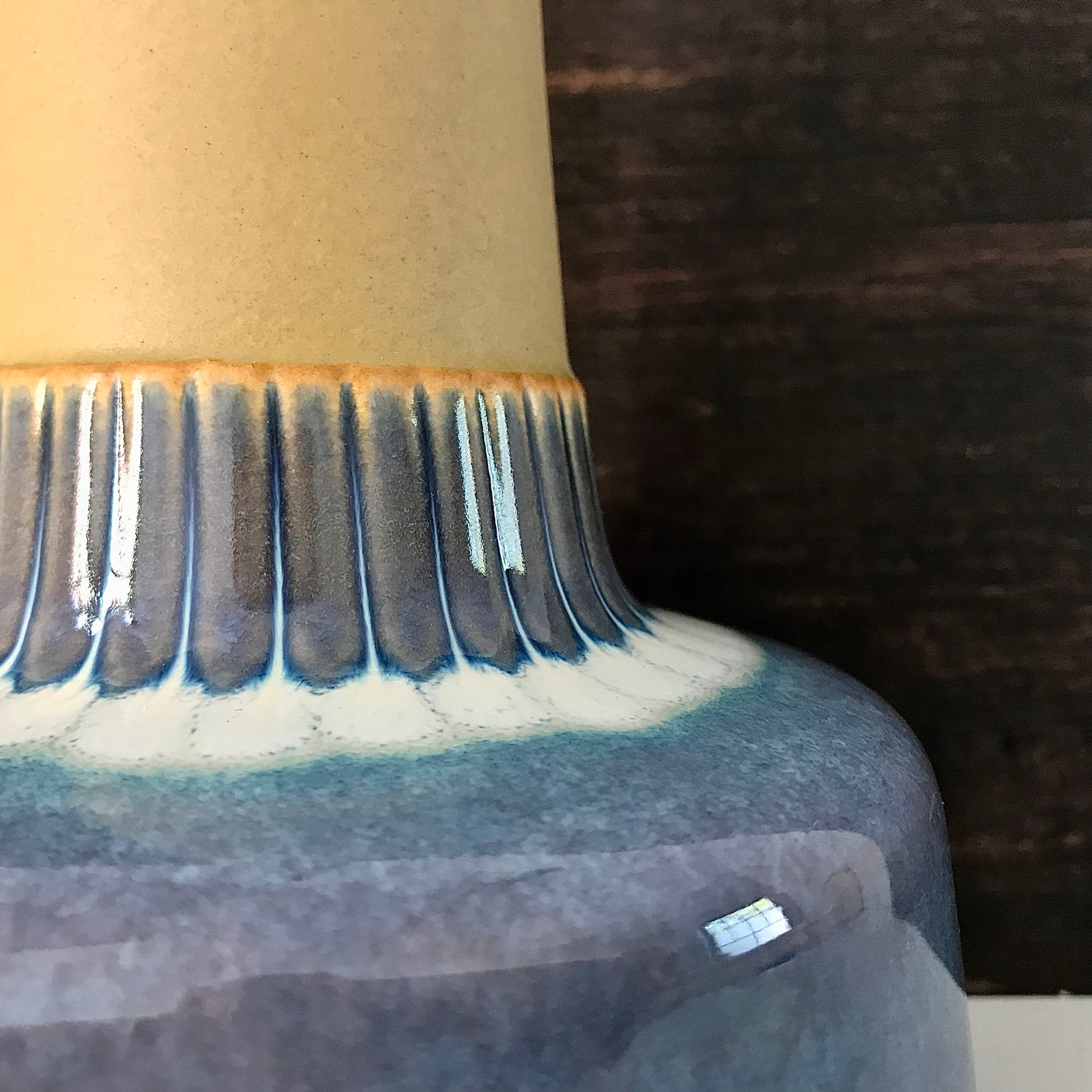 Large Soholm Pottery Purple Danish Table Lamp 1960s Blue Retro Scandinavian 1080-2