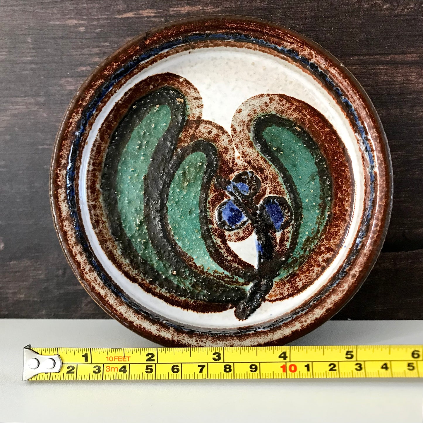 Soholm Green Danish Cactus Ceramic Dish Candle Holder Vintage Retro 1960s 1970s 3109