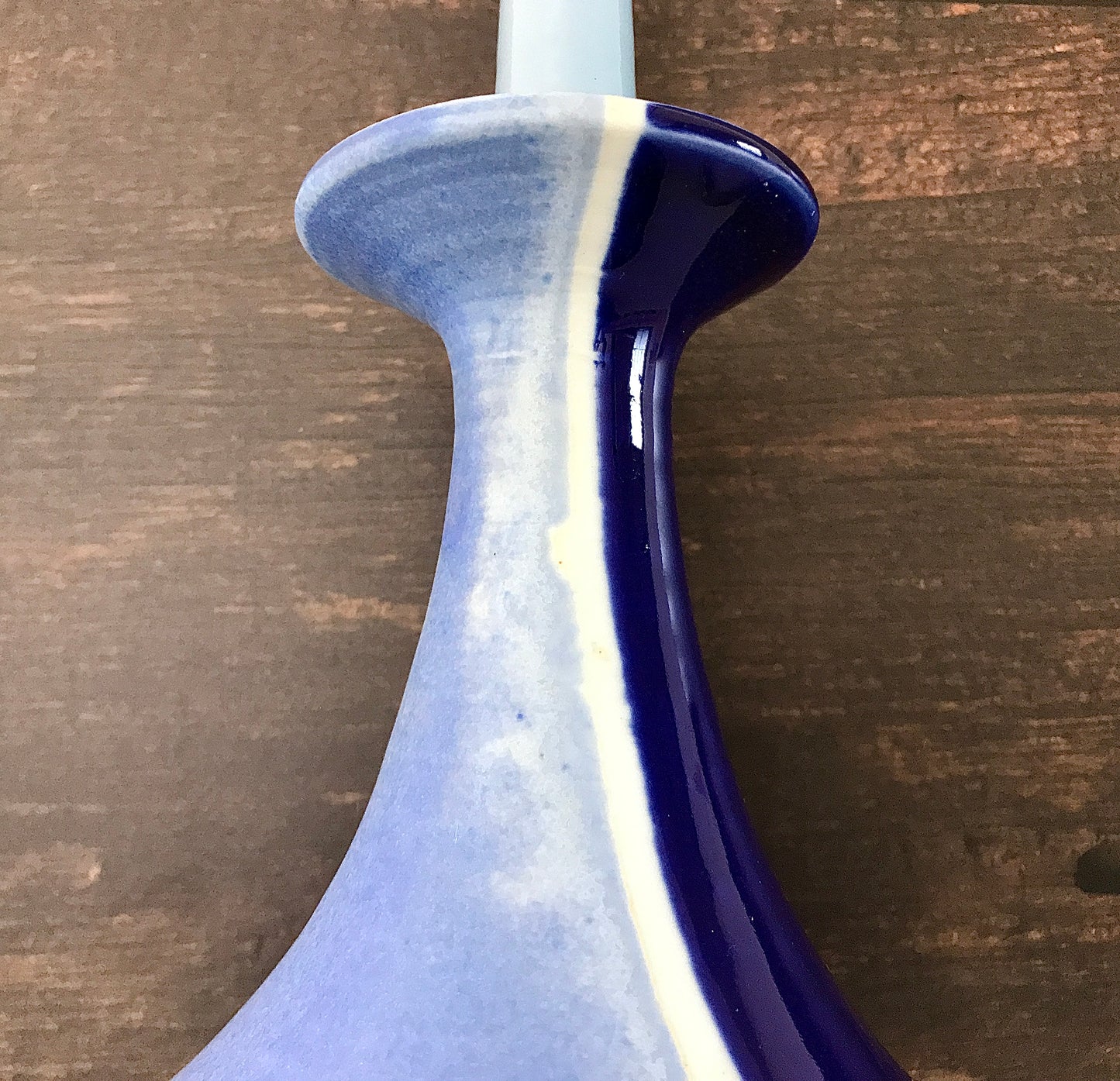 Tue Poulsen Blue Danish Candle Holder Stick Studio Pottery Haresfur Glaze