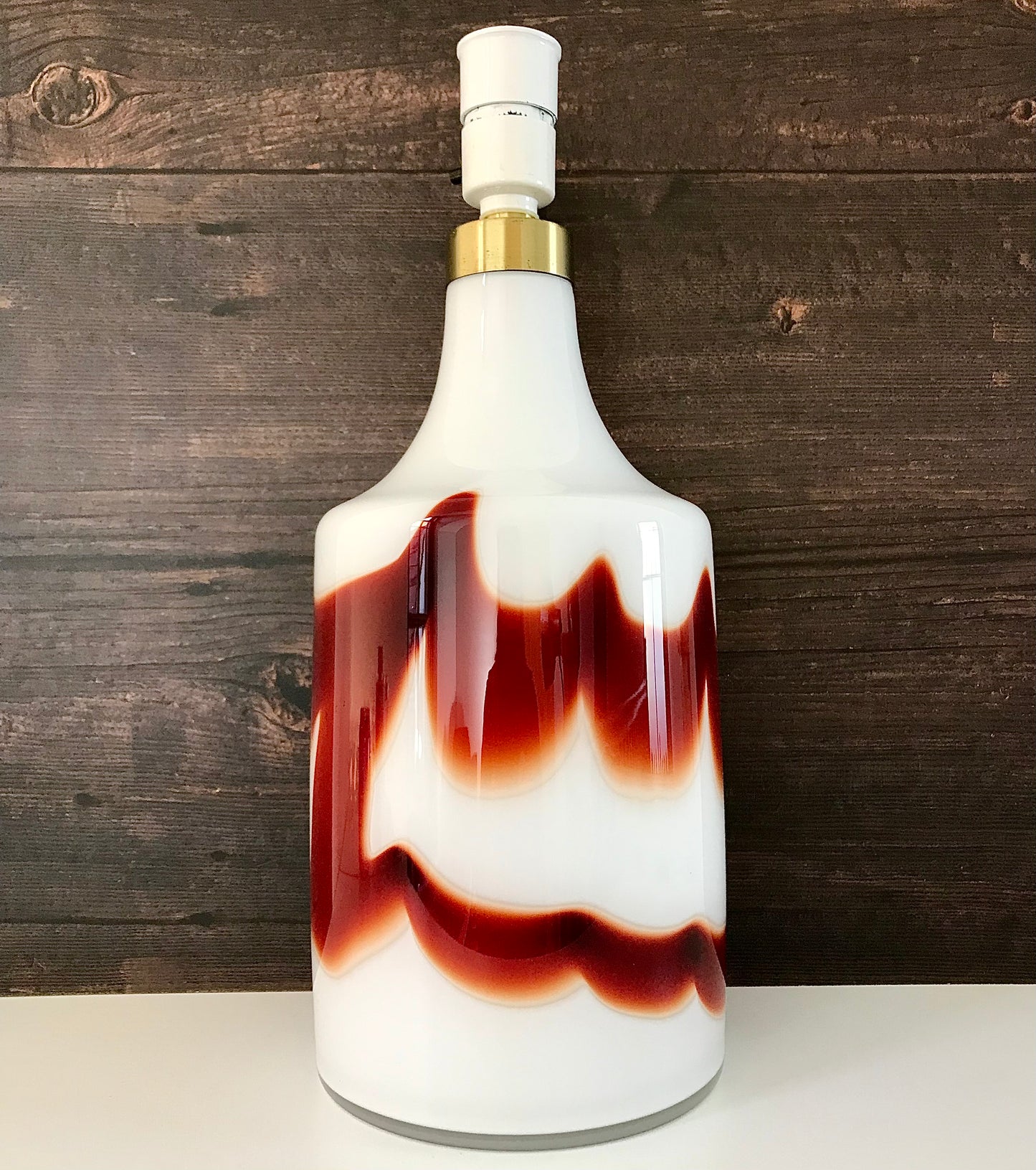 Huge Holmegaard Red Opal Glass Table Lamp Danish 1970s Light Vintage Scandinavian Lighting