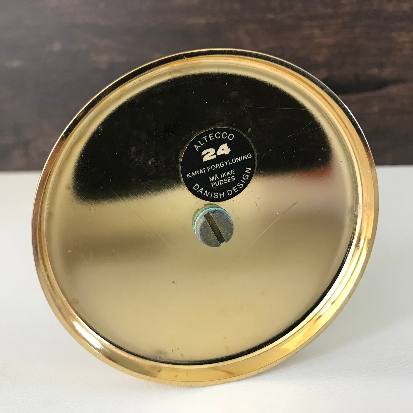 Vintage Danish Gold Candle Stick Holder Ecco 1970s Dansk Design