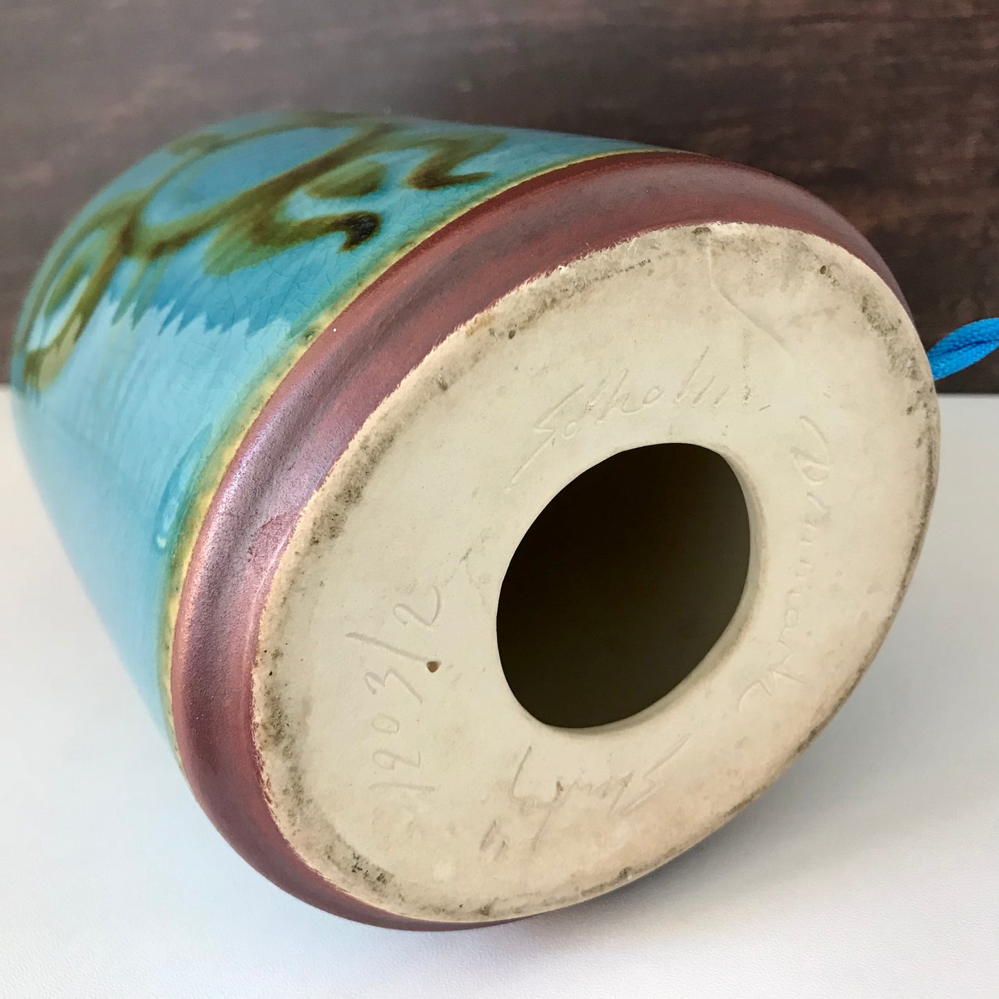 Soholm Pottery Danish Turquoise Blue Table Lamp Bedside Light Vintage 1960s 1203