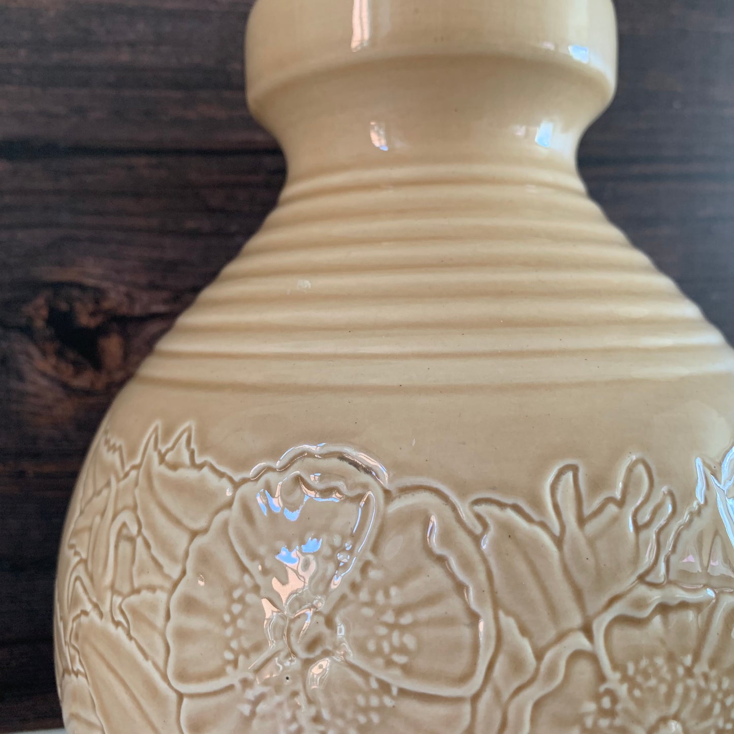 Vintage English Staffordshire Peach Ceramic Table Lamp Brentleigh Ware 1950s British