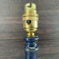 Vintage Blue Wood British Candle Stick Table Lamp 1980s
