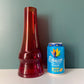 Riihimaki Mid Century Red Glass Chimney Vase Scandinavian Finnish Design