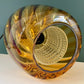 Mid Century Danish Swedish Amber Glass Teak Pendant Ceiling Lamp Scandinavian Light