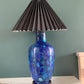 Large Turquoise Mid Century Chinese Cloisonne Copper Table Lamp