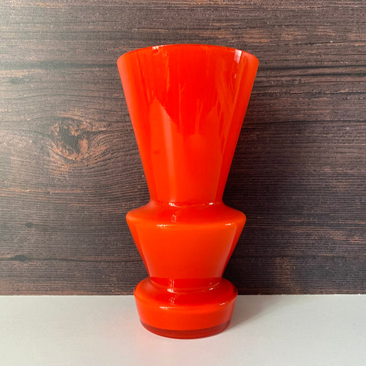 Lindshammar Swedish Orange Hooped Glass Vase 1960s 1970s Vintage Retro Scandinavian