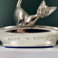 Vintage British Silver Cat Jewellery Ring Holder 1970s English Trinket Dish