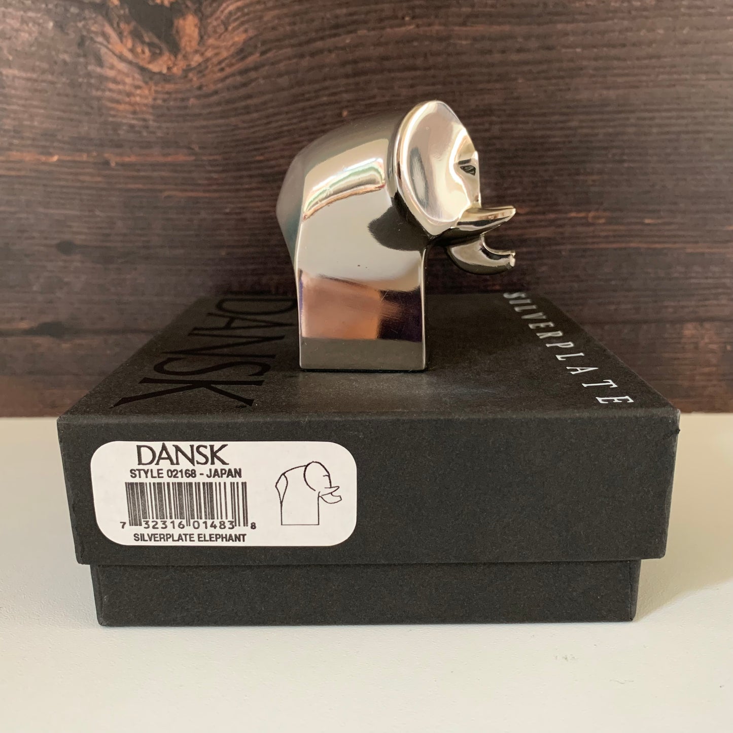 Boxed Dansk Designs Silver Elephant Paperweight Danish Swedish Vintage Home Office Gifts Presents