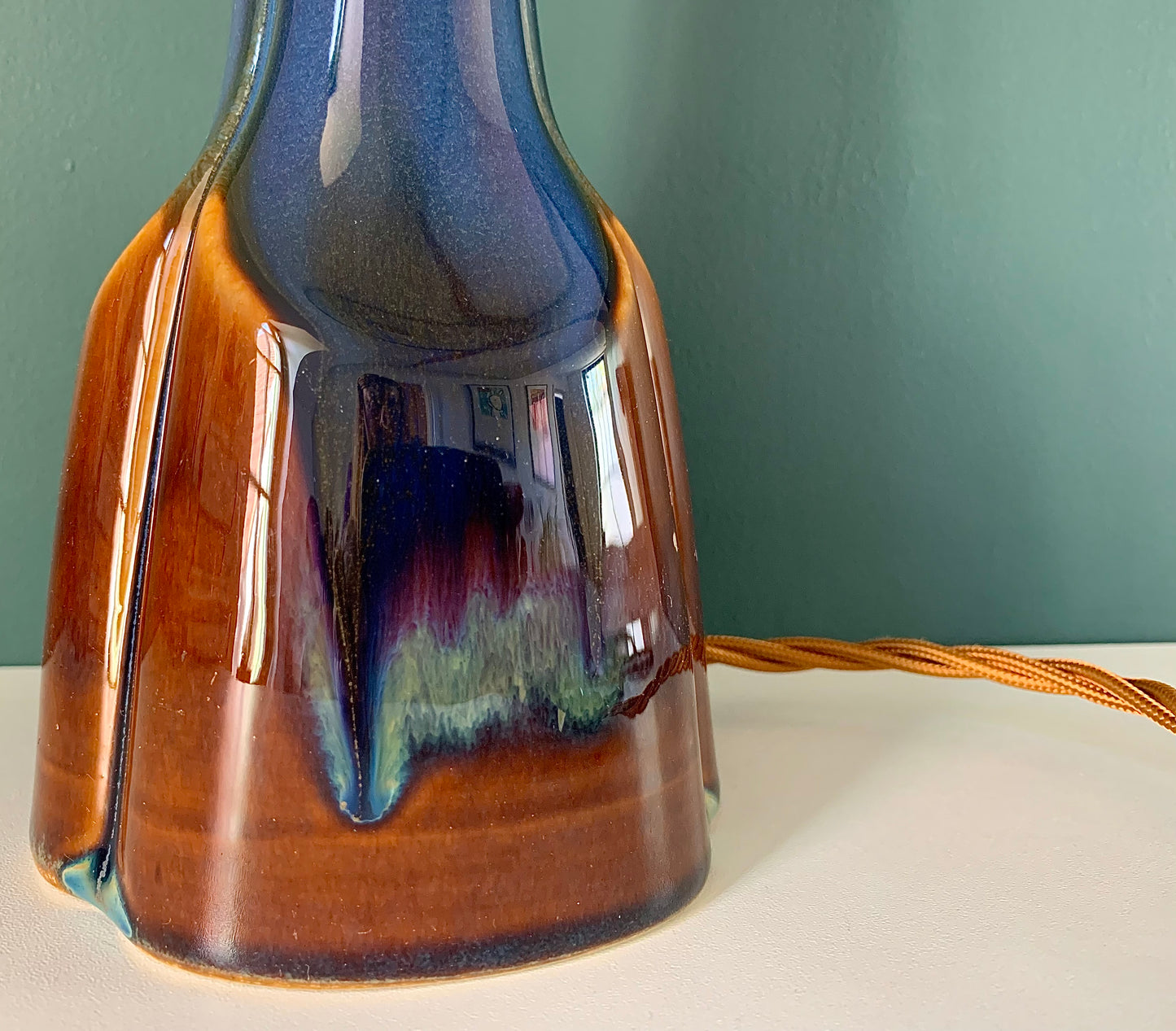 Soholm Pottery Blue Amber Danish Table Lamp Vintage 1960s Retro 940