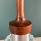 Mid Century Danish Swedish Teak Glass Teak Pendant Ceiling Lamp Scandinavian Light