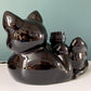 Vintage Black Cat Ceramic Table Lamp British English 1970s