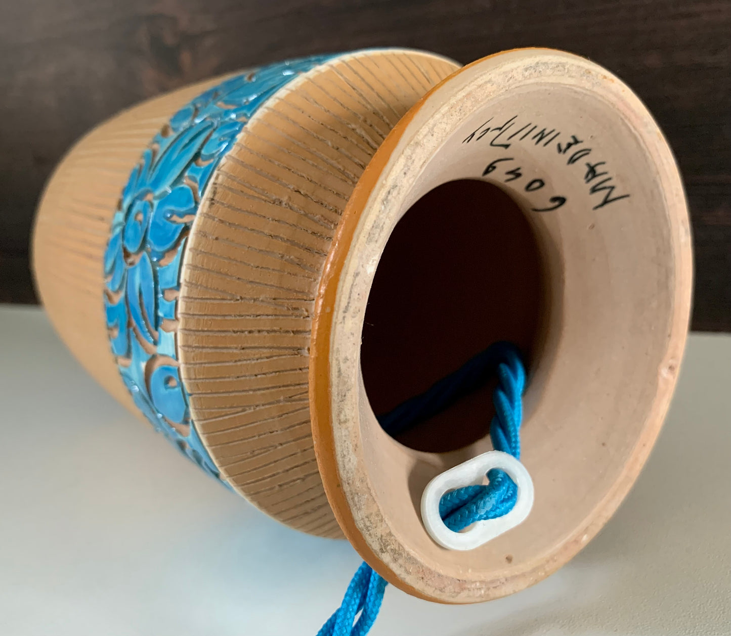 Bitossi Rimini Blue Pottery Table Lamp Ceramic 1960s 1970s Turquoise