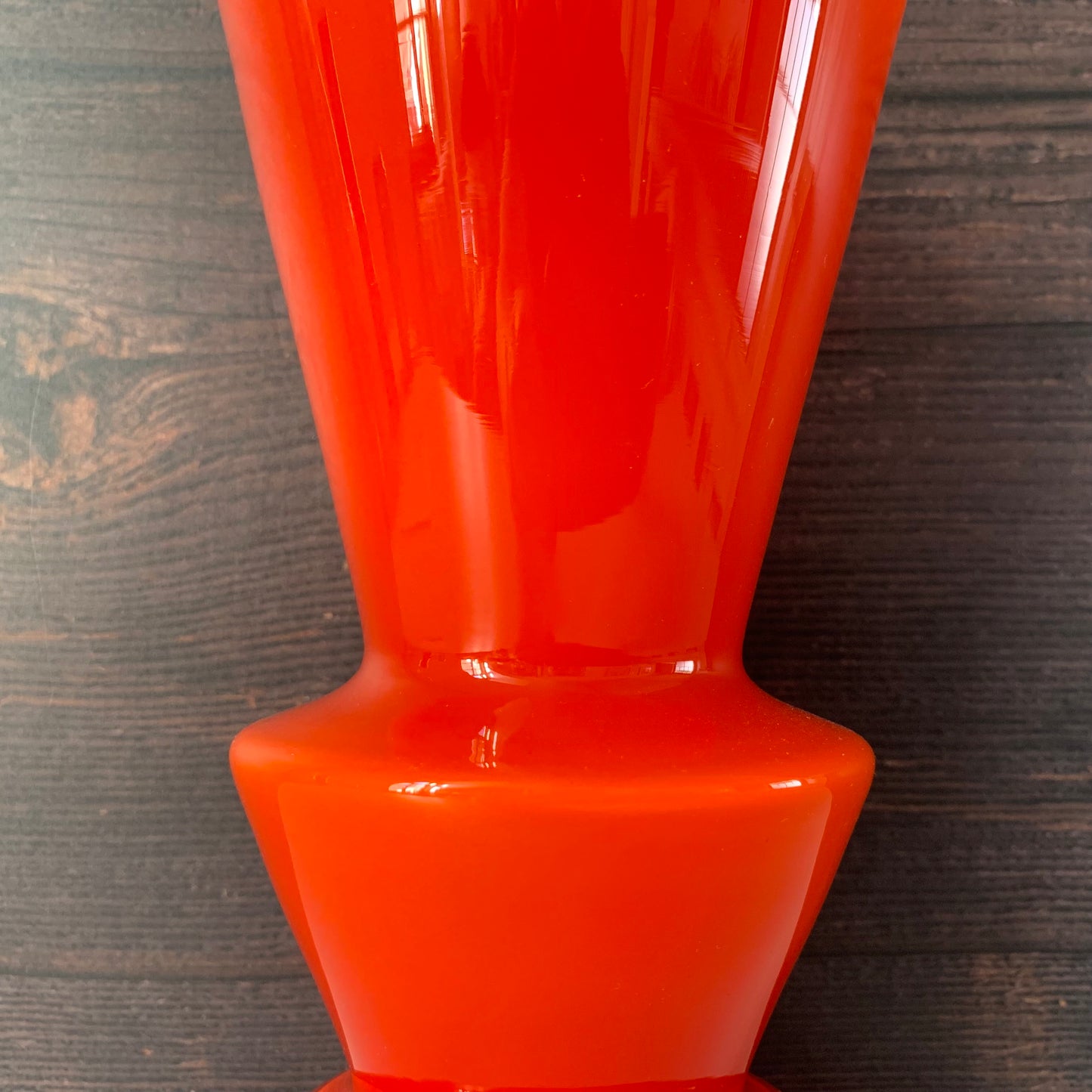 Lindshammar Swedish Orange Hooped Glass Vase 1960s 1970s Vintage Retro Scandinavian