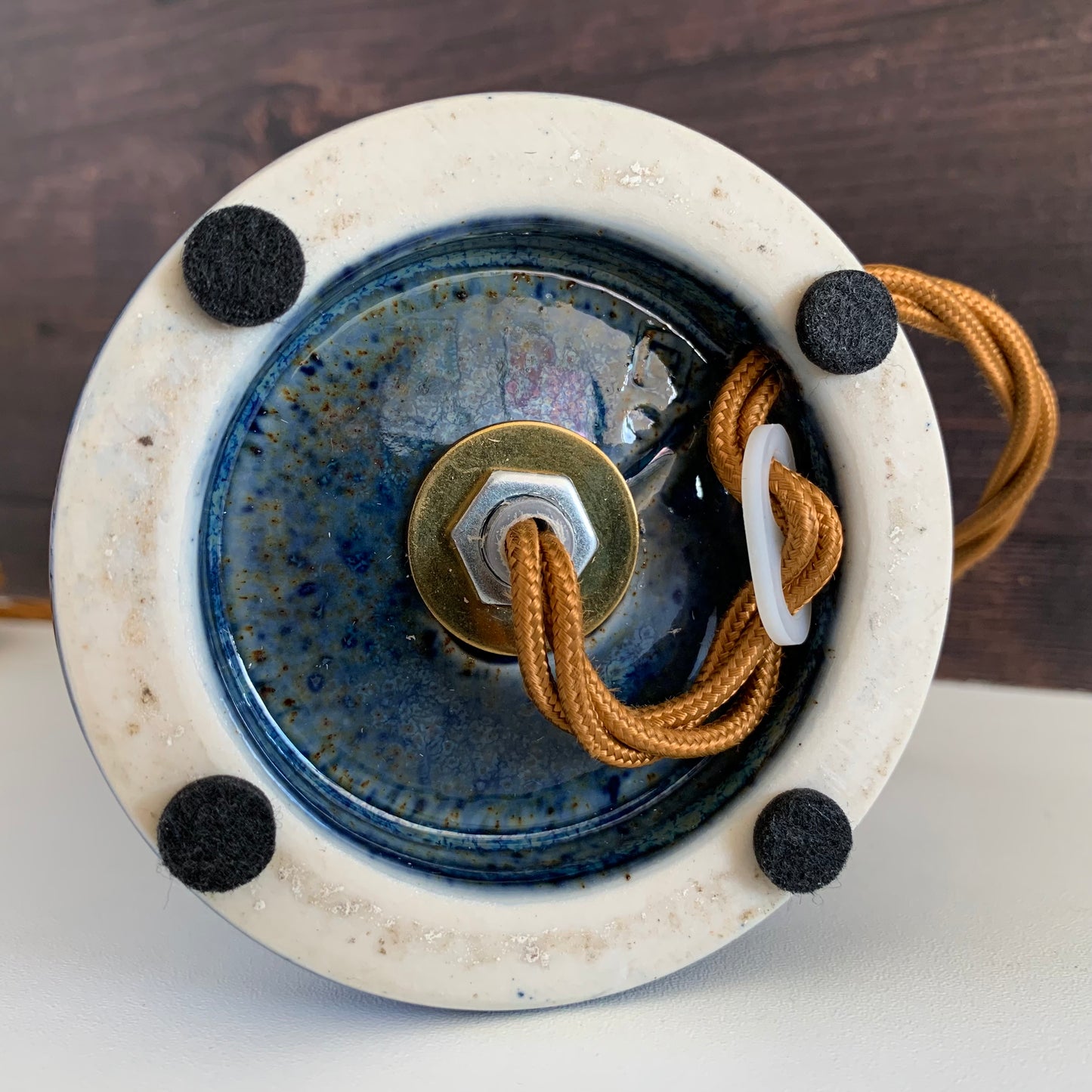 Vintage Royal Doulton Blue Sheerlite Ceramic Table Lamp 1960s English British