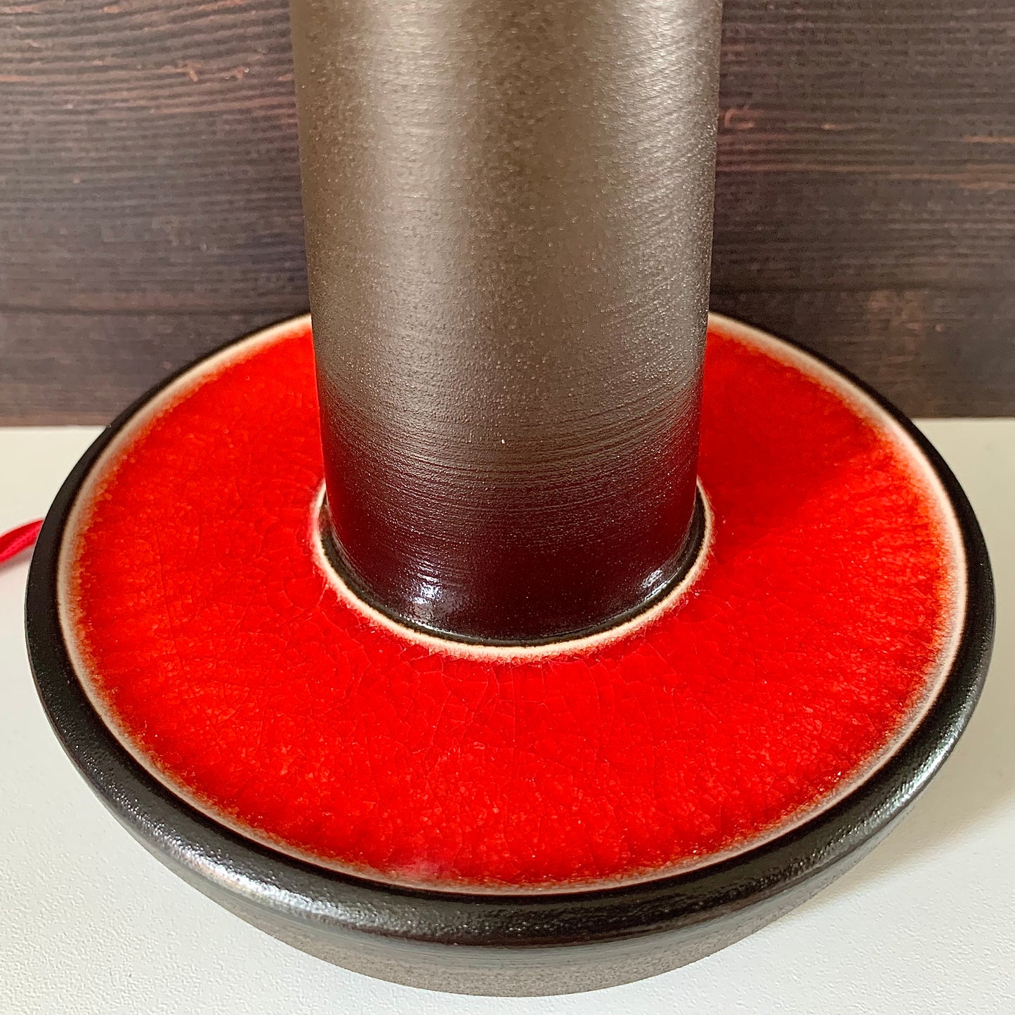 Vintage Danish Soholm Pottery Red Ceramic Table Lamp 1072 1960s 1970s