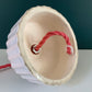 Vintage British English White Pink Ceramic Table Lamp 1970s 1980s Staffordshire Pottery