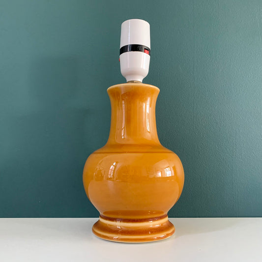 Vintage Staffordshire Mustard Yellow Ceramic Table Lamp British English 1960s