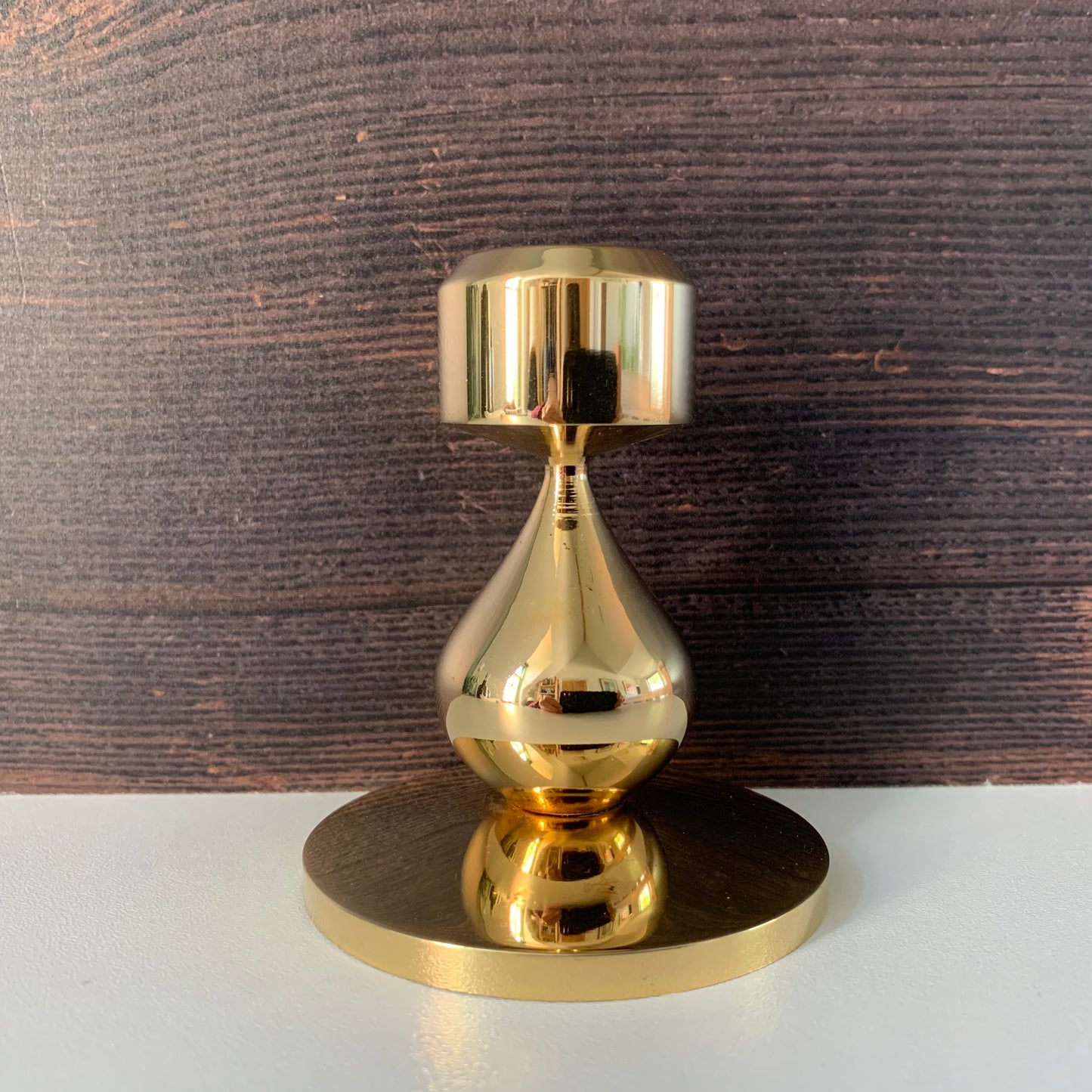 Asmussen 1 Drop Danish Gold Plated Candle Stick Holder 1970s Hamlet