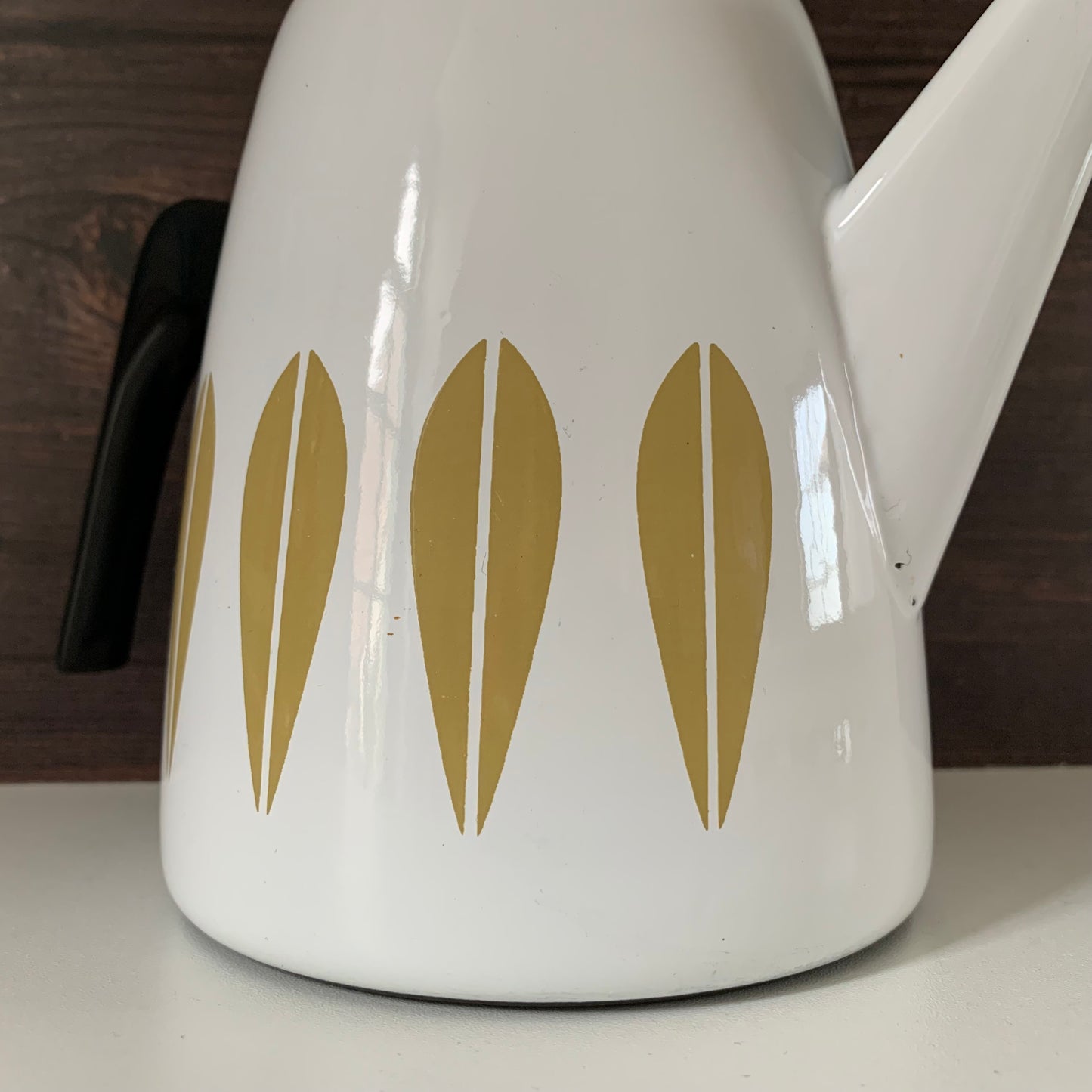 Cathrine Holm Olive Green Lotus Tea Coffee Pot 1960s Norwegian Scandinavian Scandi Style Design