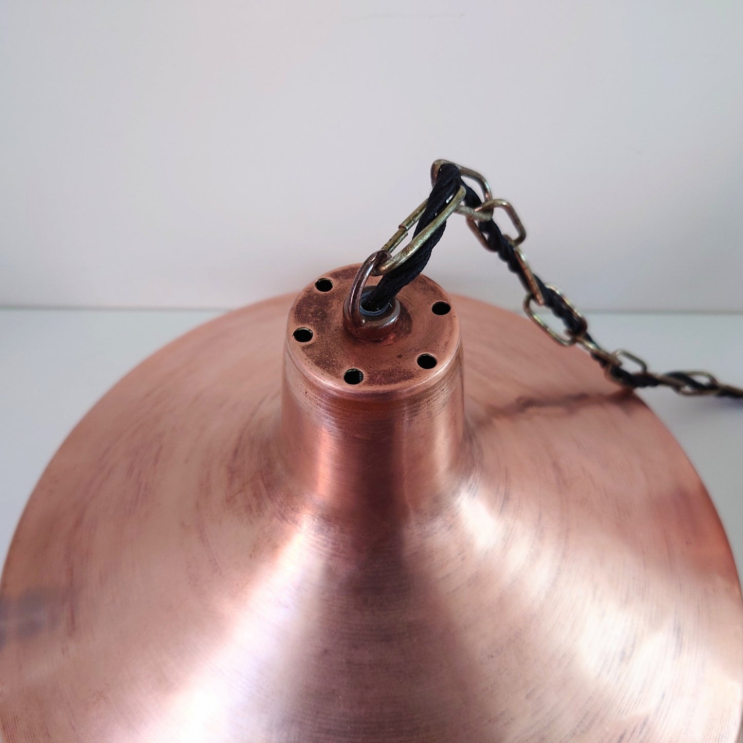 Danish Solid Copper Industrial 1960s Pendant Lamp Ceiling Light Scandinavian Retro