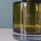 Riihimaki Olive Green Cog Glass Vase 1960s 1970s Khaki Avocado Camshaft Industrial Style Finnish Retro