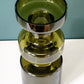 Riihimaki Olive Green Cog Glass Vase 1960s 1970s Khaki Avocado Camshaft Industrial Style Finnish Retro