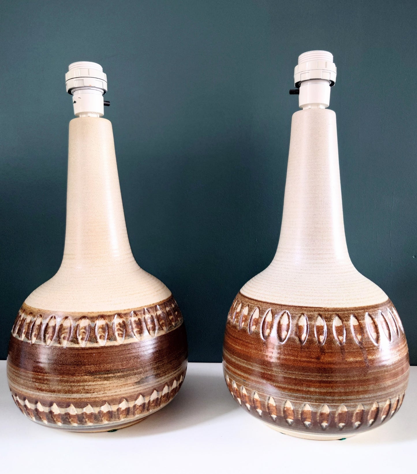 HUGE Soholm Danish Ceramic Table Lamp Neutral Colours 1960s Retro Scandi Pottery 1070