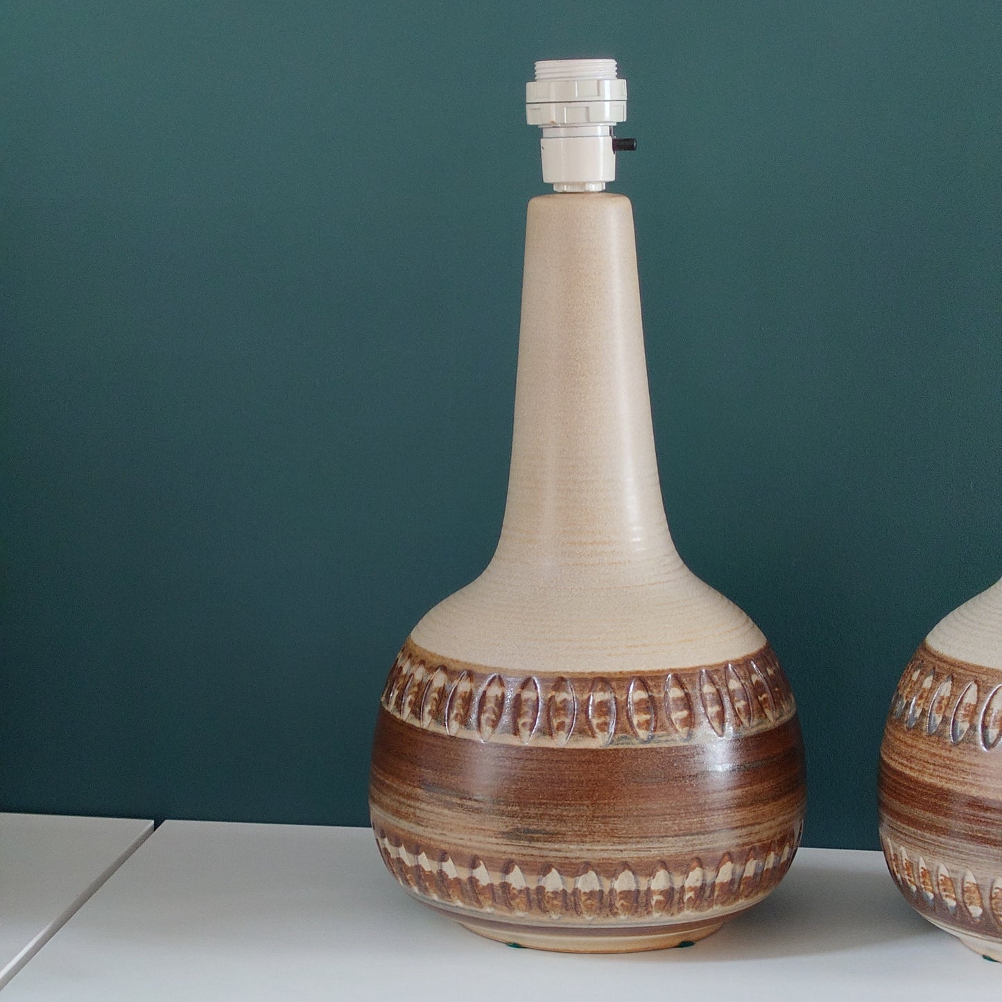 HUGE Soholm Danish Ceramic Table Lamp Neutral Colours 1960s Retro Scandi Pottery 1070