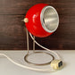 Vintage Red Danish Ball Table Desk Lamp Enamel 1970s Space Age Atomic Era