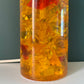 Shattaline British Yellow Orange Table Lamp Cracked Resin Crushed Ice Vintage Retro Atomic Era Shatterline