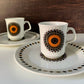 J&G Meakin Inca Orange Ceramic Espresso Cups & Side Plates British English 1960s 1970s Gifts Presents