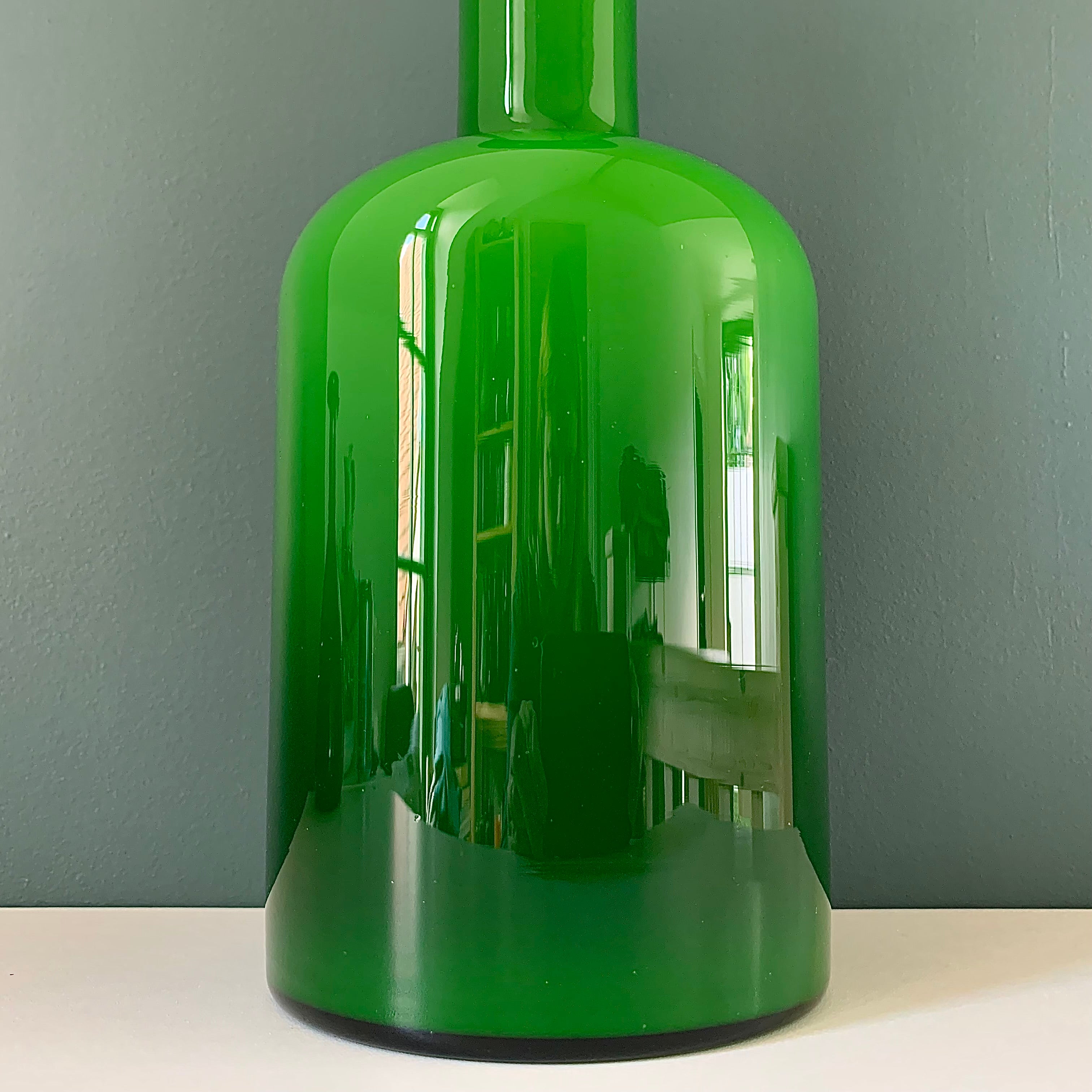 Midcentury Glass Vase good Holmegaard Gradient Green