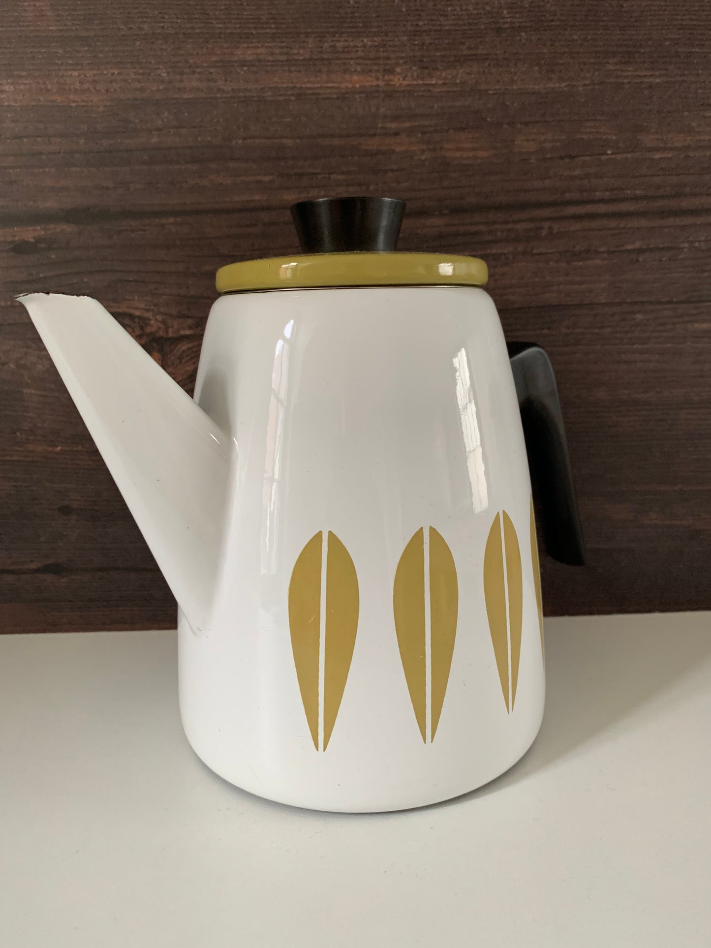 Cathrine Holm Olive Green Lotus Tea Coffee Pot 1960s Norwegian Scandinavian Scandi Style Design