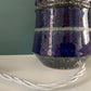 Mid Century Italian Cobalt Blue Silver Pottery Table Lamp Bitossi Ceramic 1960s 1970s