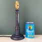 Vintage Blue Wood British Candle Stick Table Lamp 1980s