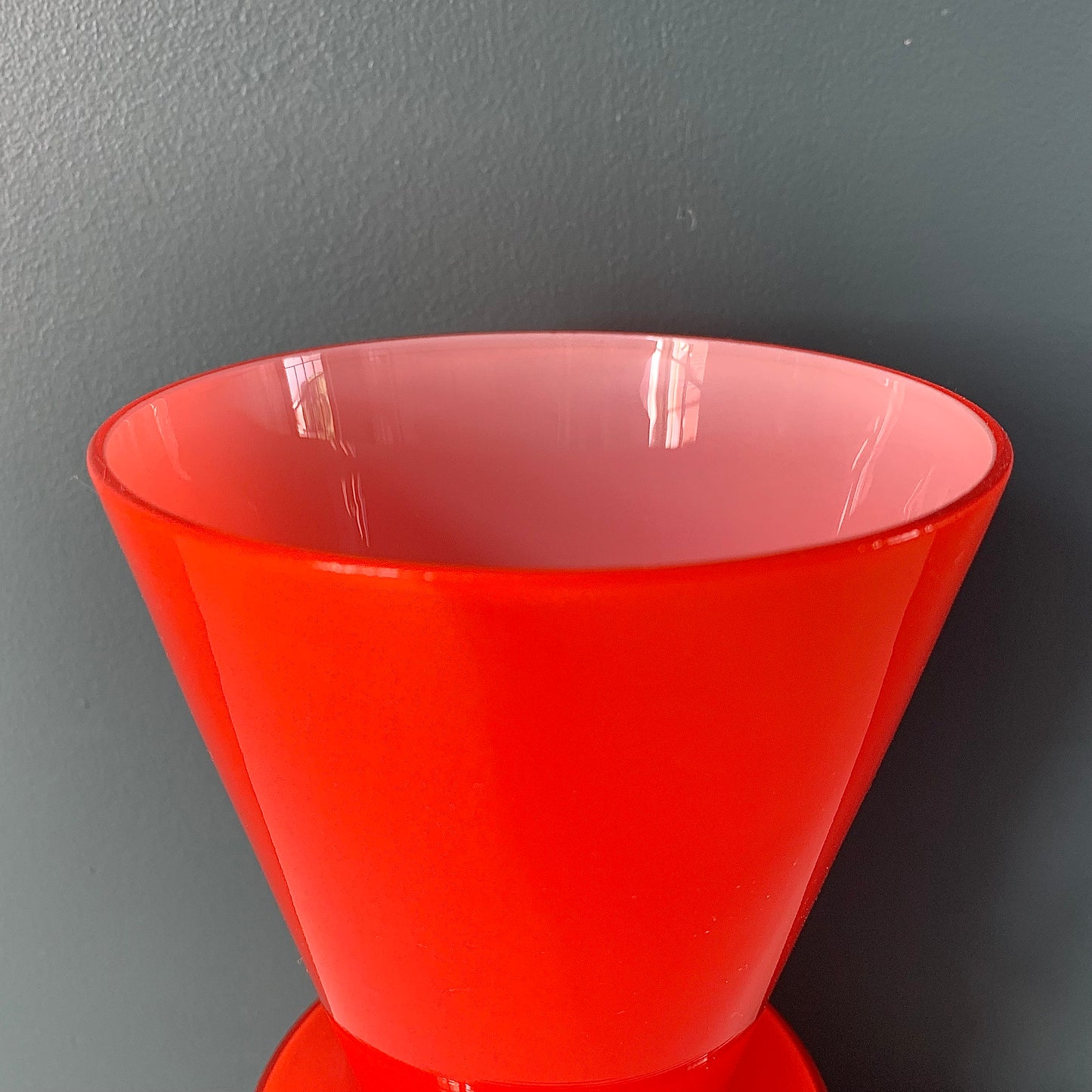 Lindshammar Swedish Orange Hooped Glass Vase 1960s 1970s Vintage Retro Scandinavian