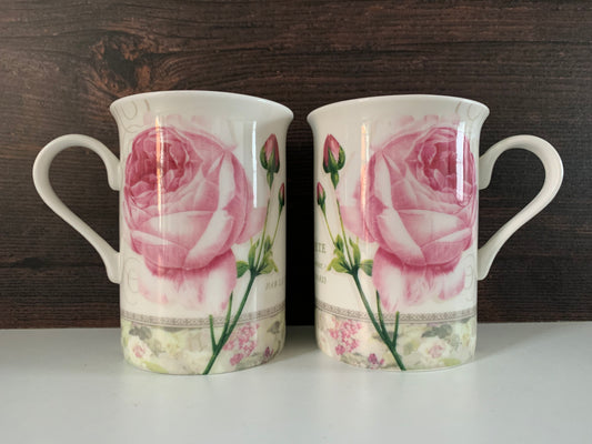 Vintage Fine Bone China Floral Cups Mugs