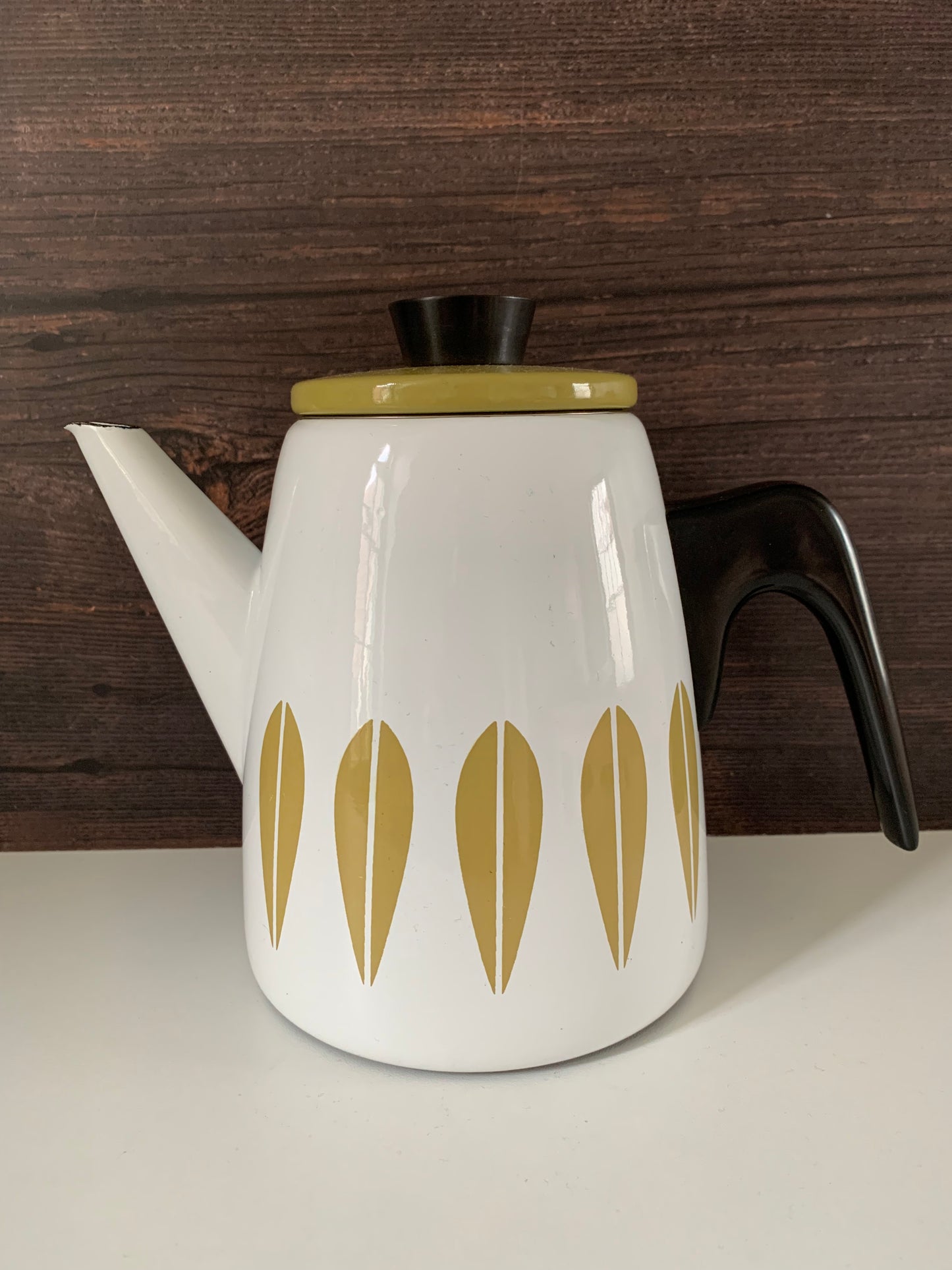 Cathrine Holm Olive Green Lotus Tea Coffee Pot 1960s Norwegian Scandinavian Scandi Style Design