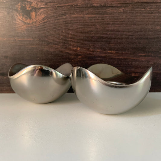 Georg Jensen Bloom Steel Tealight Candle Holders (Pair) Danish Design