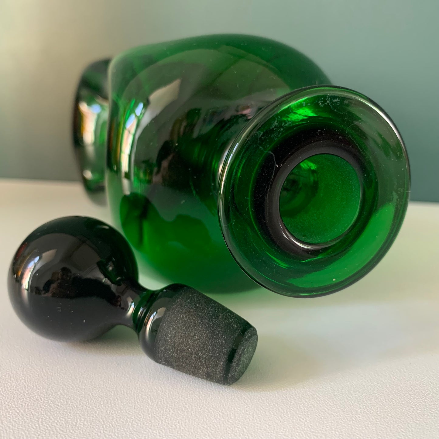 Vintage Holmegaard Danish Kluk Green Glass Decanter Glug Bottle Carafe Gifts