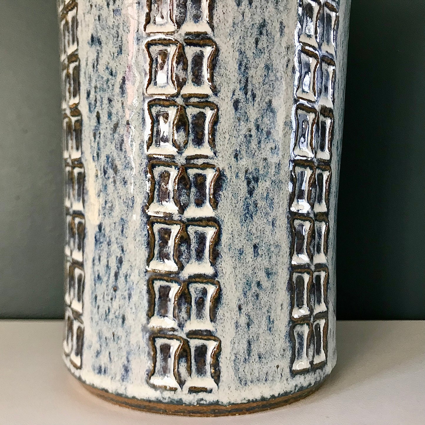 Soholm Pottery Ice Blue Danish Table Lamp 1960s Bamboo Retro Scandinavian 3045-2