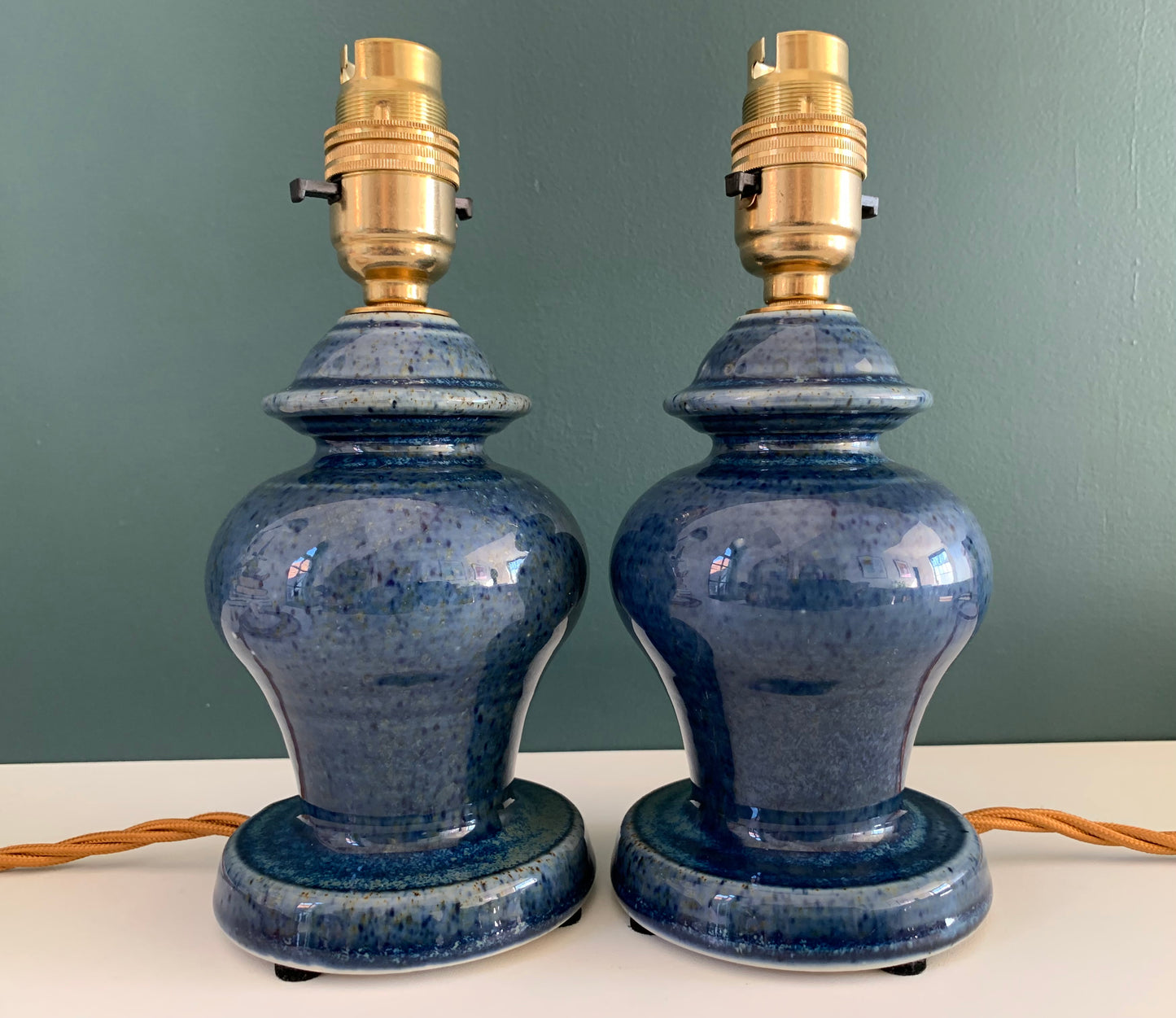 Vintage Royal Doulton Blue Sheerlite Ceramic Table Lamp 1960s English British