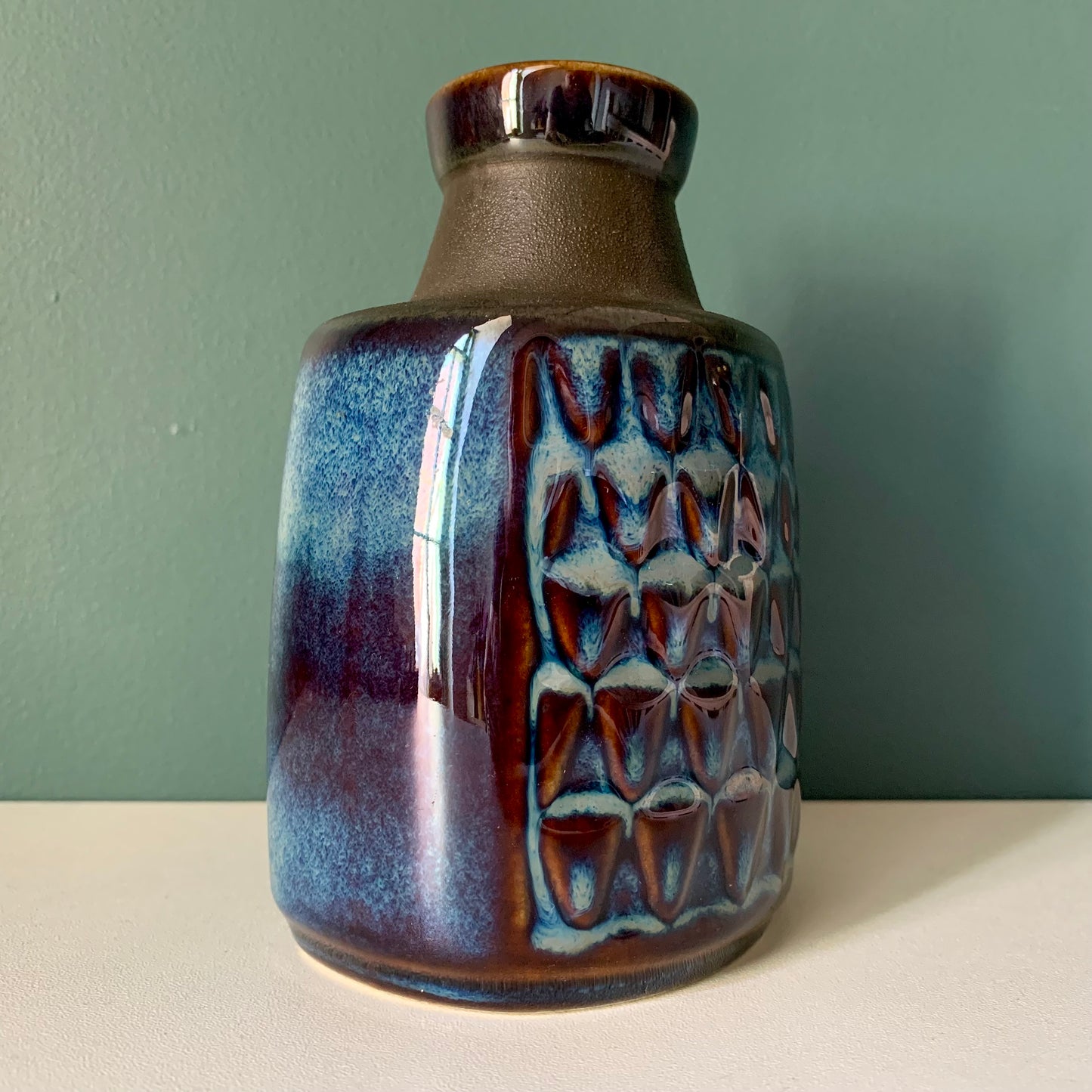 Soholm Pottery Blue Danish Ceramic Vase Vintage 1960s Retro Scandinavian 3322