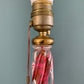 Large Val St Lambert Pink Crystal Glass Table Lamp 1930s 1940s