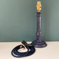 Vintage Blue Wood British Candle Stick Table Lamp 1980s