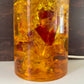 Shattaline British Yellow Orange Table Lamp Cracked Resin Crushed Ice Vintage Retro Atomic Era Shatterline